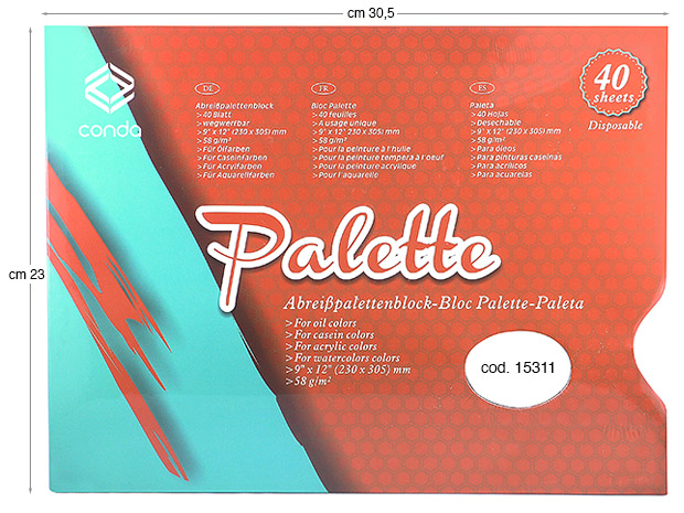 Malpalette mit 40 Papierblättern 60g/m2 - 23x30 cm