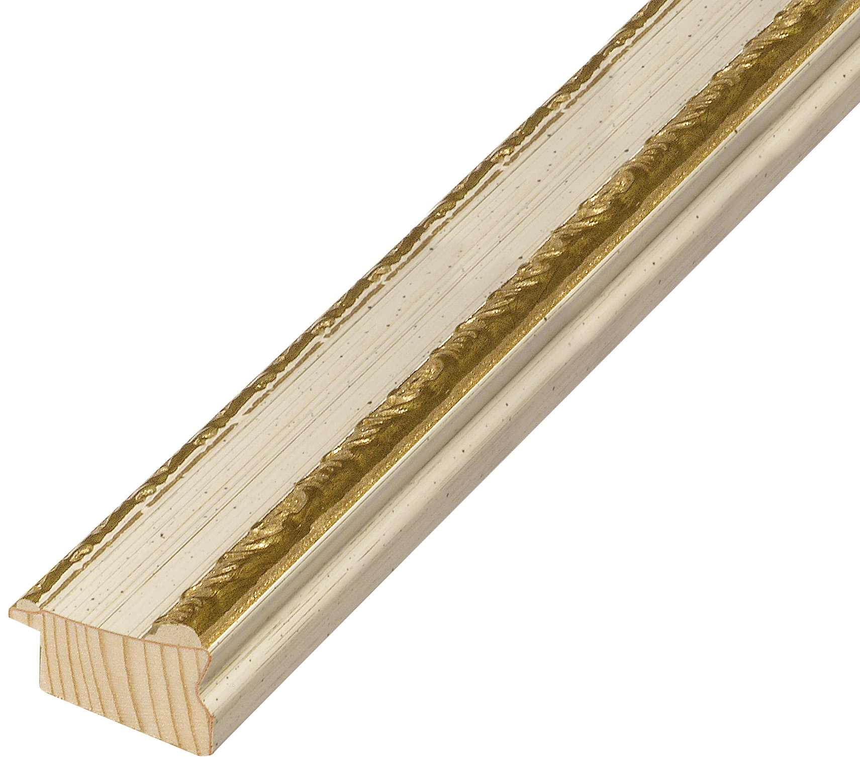 Bilderleiste keilgezinkte Pinie 35mm breit 23mm hoch Creme Gold - 414CREMA