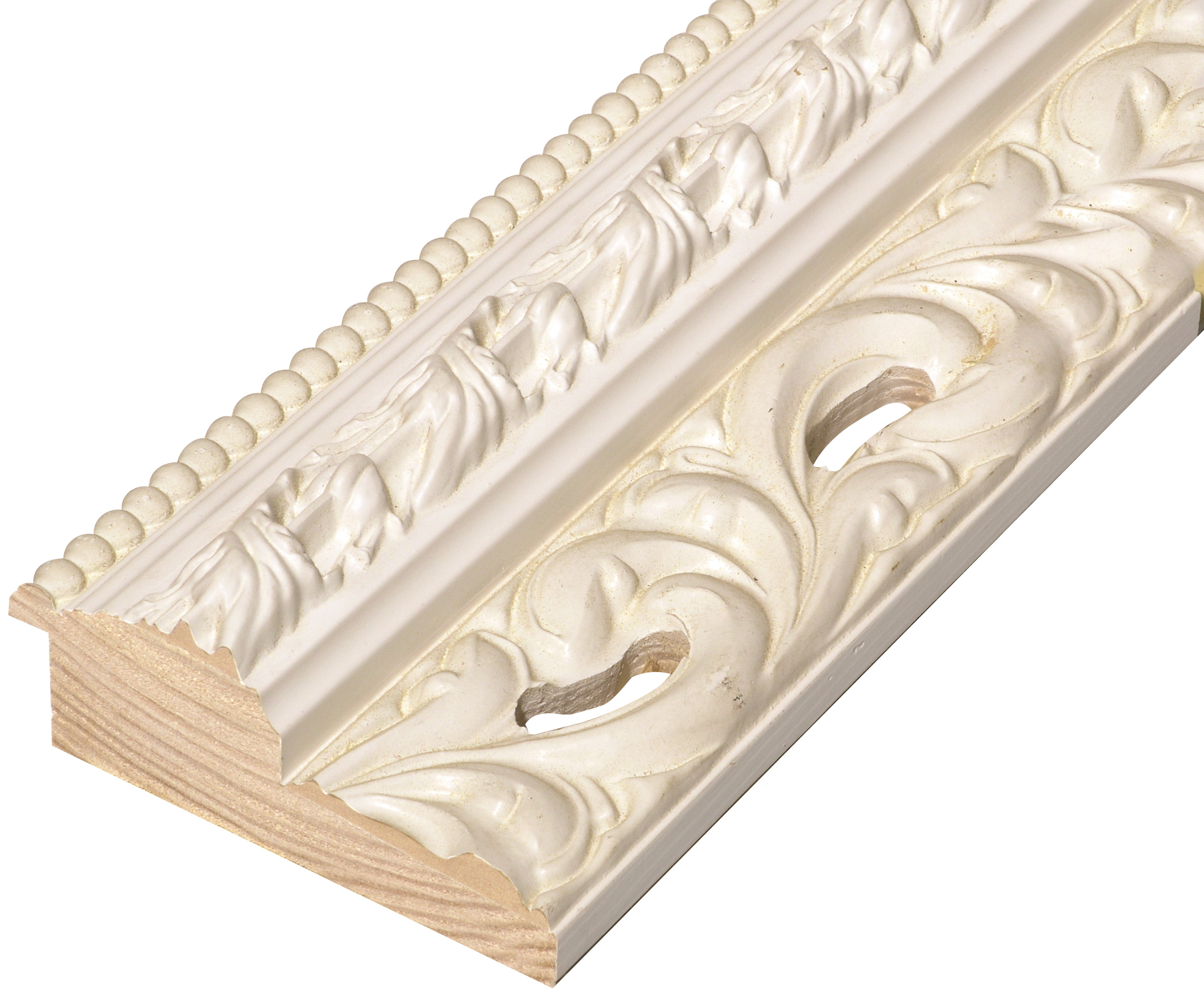 Bilderleiste keilgezinkte Pinie 100mm breit mit Dekor - Creme - 981CREMA