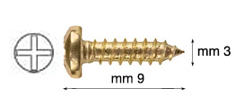 Schrauben vermessingtes Eisen Zylinderkopf 3x9 mm Pack.1000 St.