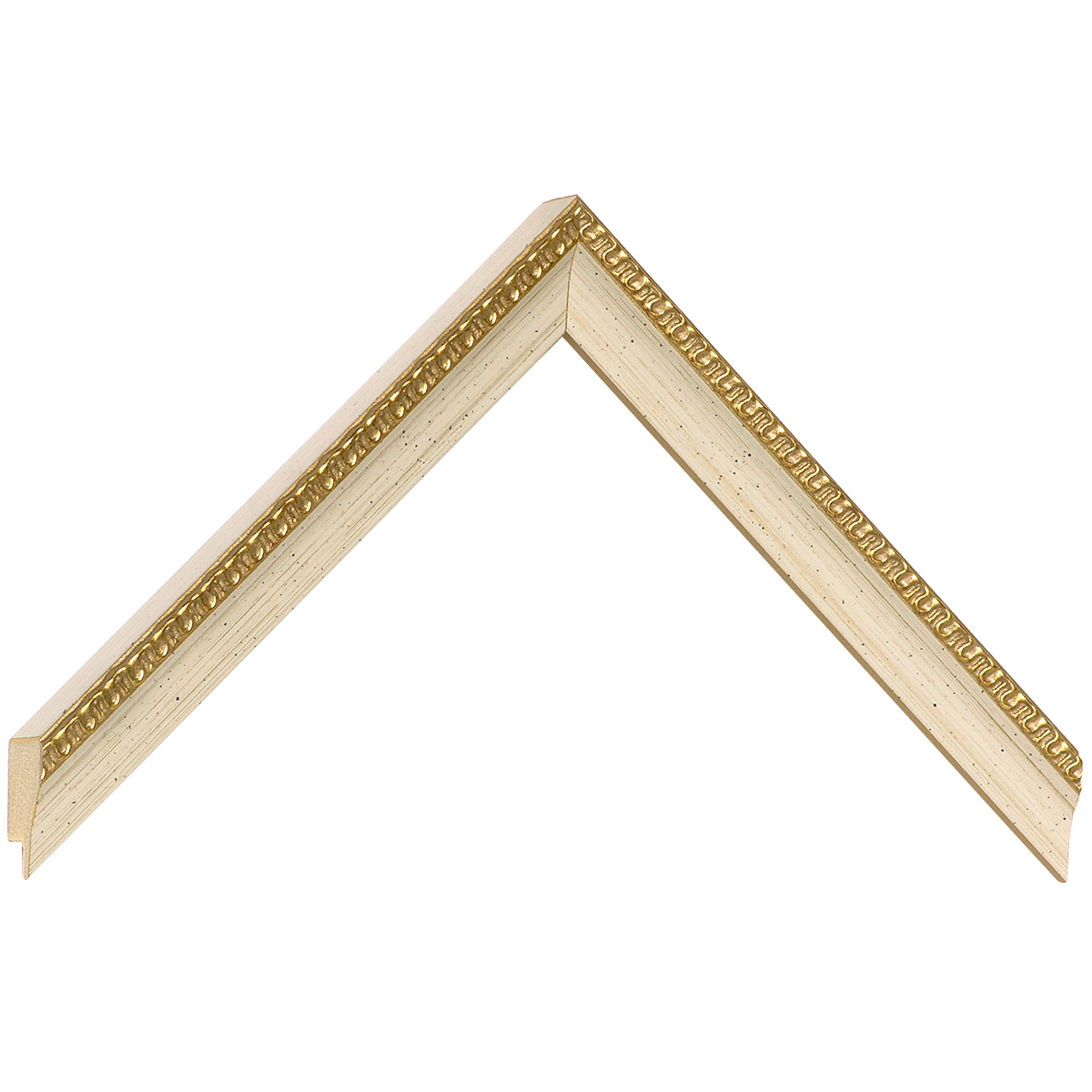 Bilderleiste keilgezinkte Pinie 20mm breit 20mm hoch Creme Gold - Musterwinkel