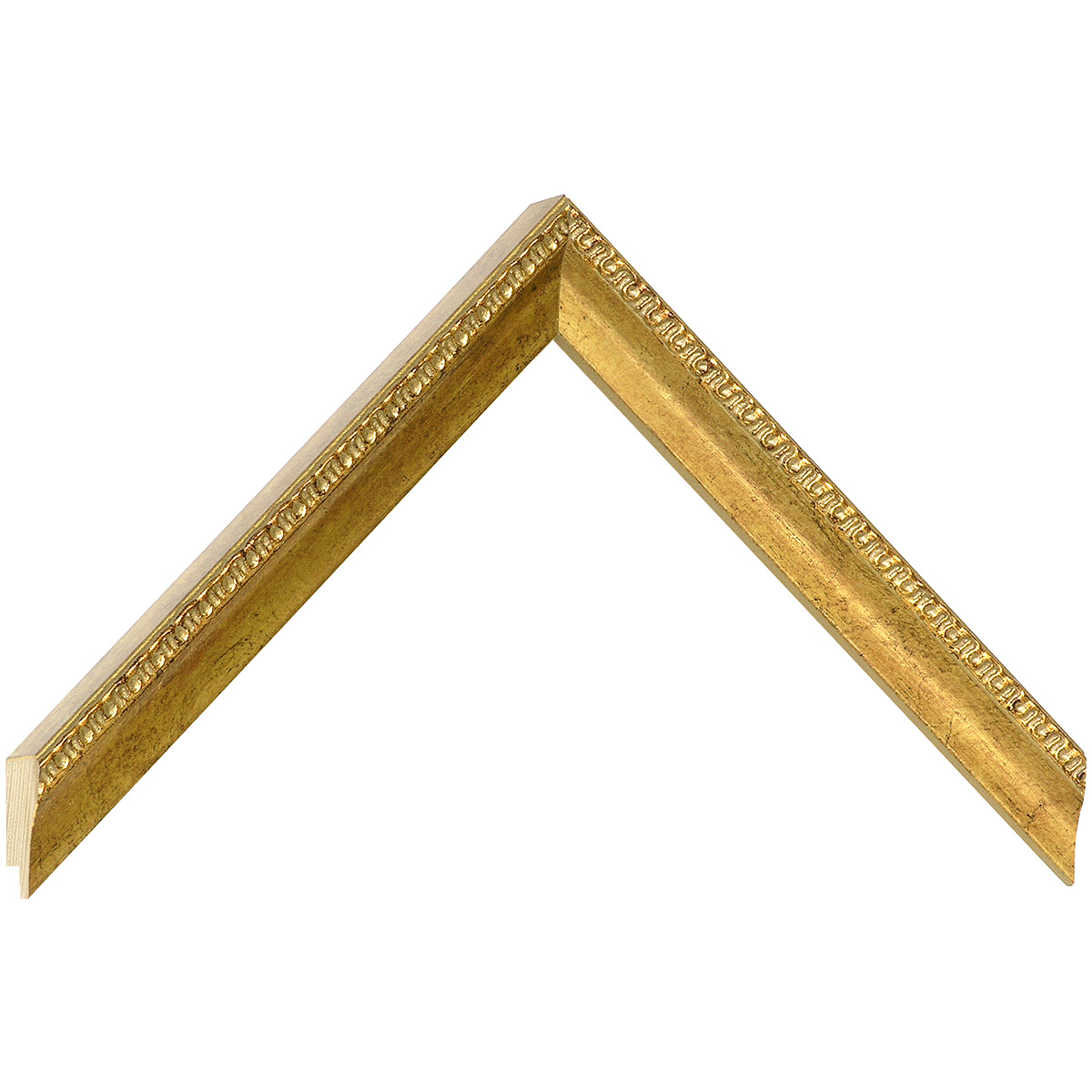 Bilderleiste keilgezinkte Pinie 20mm breit 20mm hoch Gold - Musterwinkel