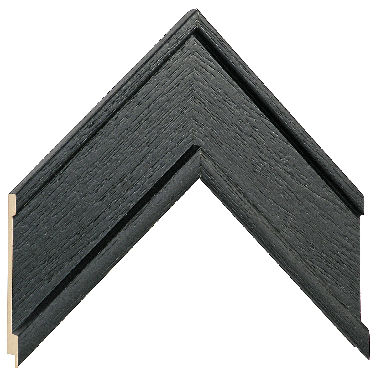 Bilderleiste keilgezinkte Pinie Breite 68 mm - Finish Schwarz - Musterwinkel