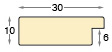 Passepartoutleiste Ayous roh Breite 30 mm Höhe 10 mm - Profil