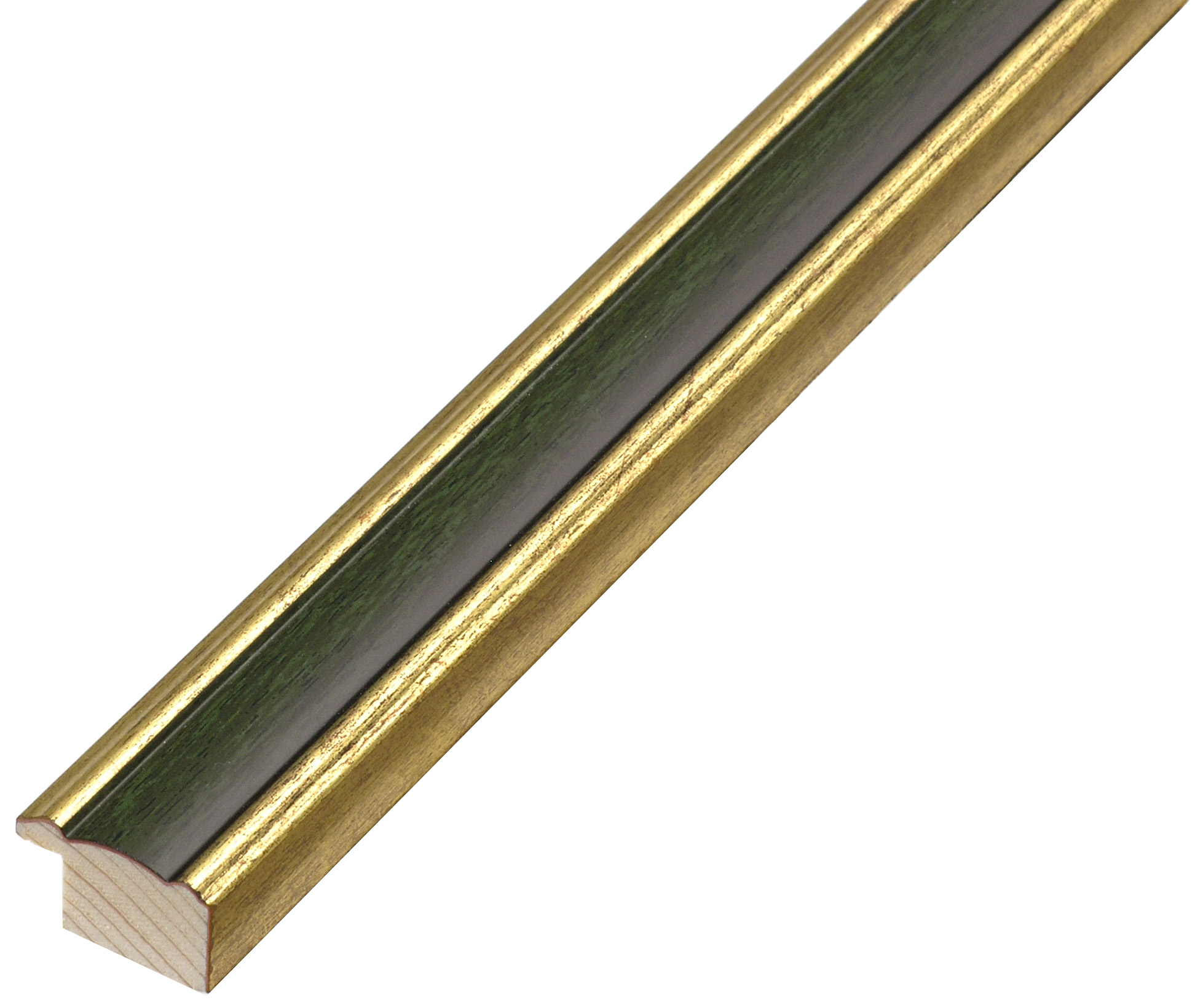 Bilderleiste keilgezinktes Pinie 24 mm breit Gold  Oliverngrün